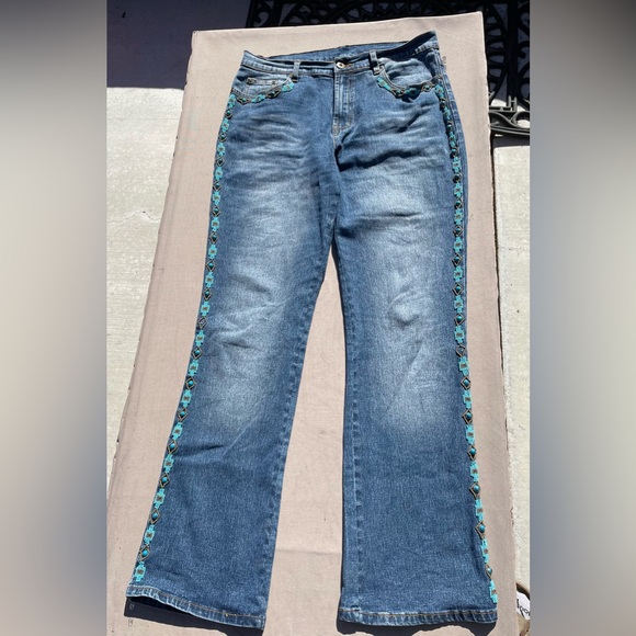 Diane Gilman beaded leg jeans - Picture 2 of 4